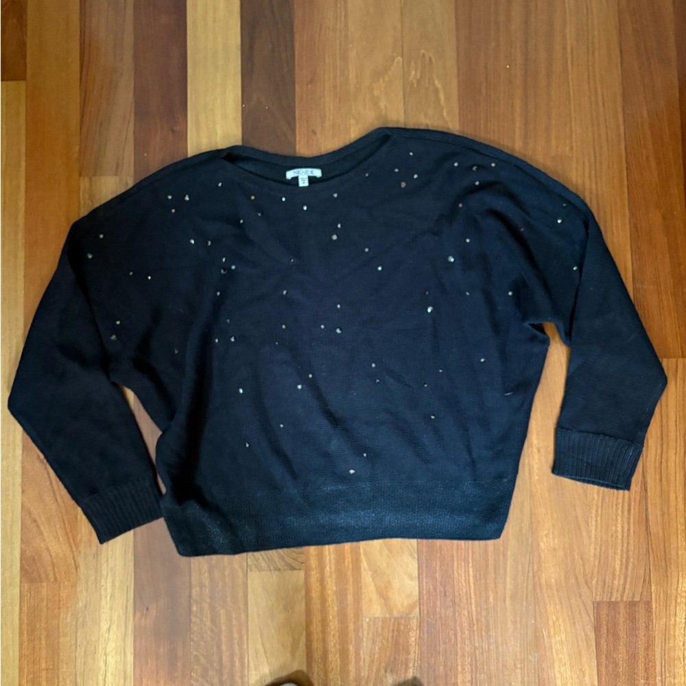 NIC+ZOE Black Sweater with Subtle Stud Accents